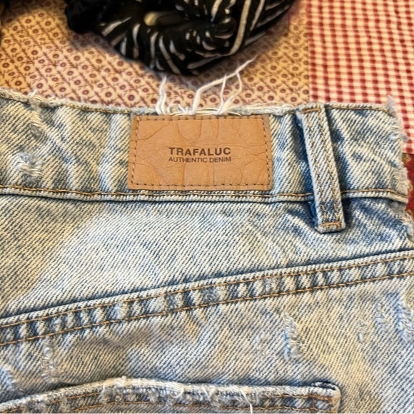 Zara Trafaluc Cut Off Denim Mini Skirt Acid Wash - Picture 12 of 14